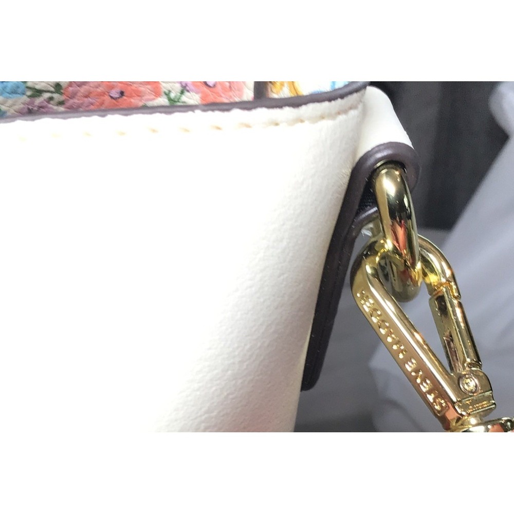 Steve Madden Cream Satchel Handbag Convertible Crossbody with Floral interior - Picture 7 of 16